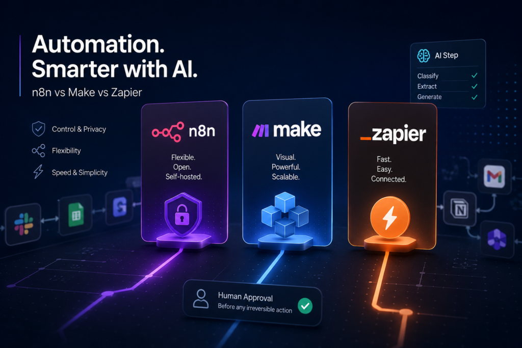 Best AI Tools for Workflow Automation in 2026: n8n vs Make vs Zapier